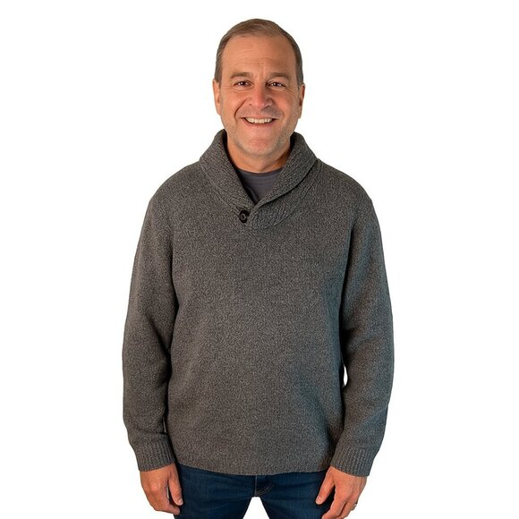Hudson North Sweater Men’s XL Grey Wool Shawl Collar Lambswool Knit Pullover - Picture 1 of 13